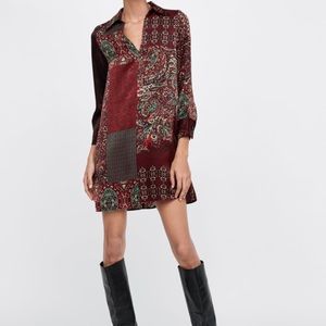 NTW Zara Patchwork Print Dress Sz Med